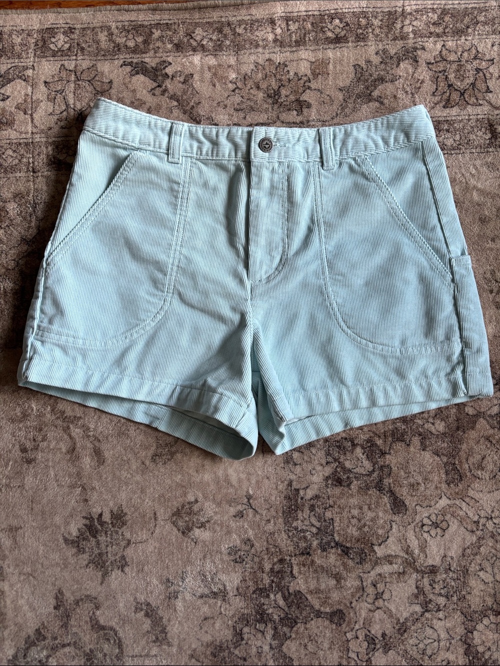 Patagonia Light Aqua Blue Corduroy Women's Shorts Size 8 Organic Cotton